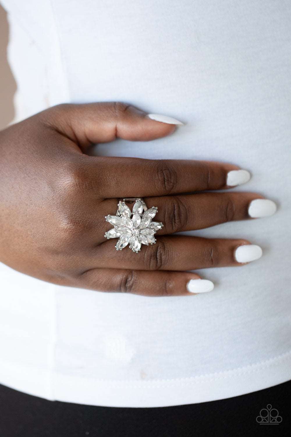 Paparazzi Accessories ✽ Am I GLEAMing? - White Ring✽Flat Rate Ship $4.50✽