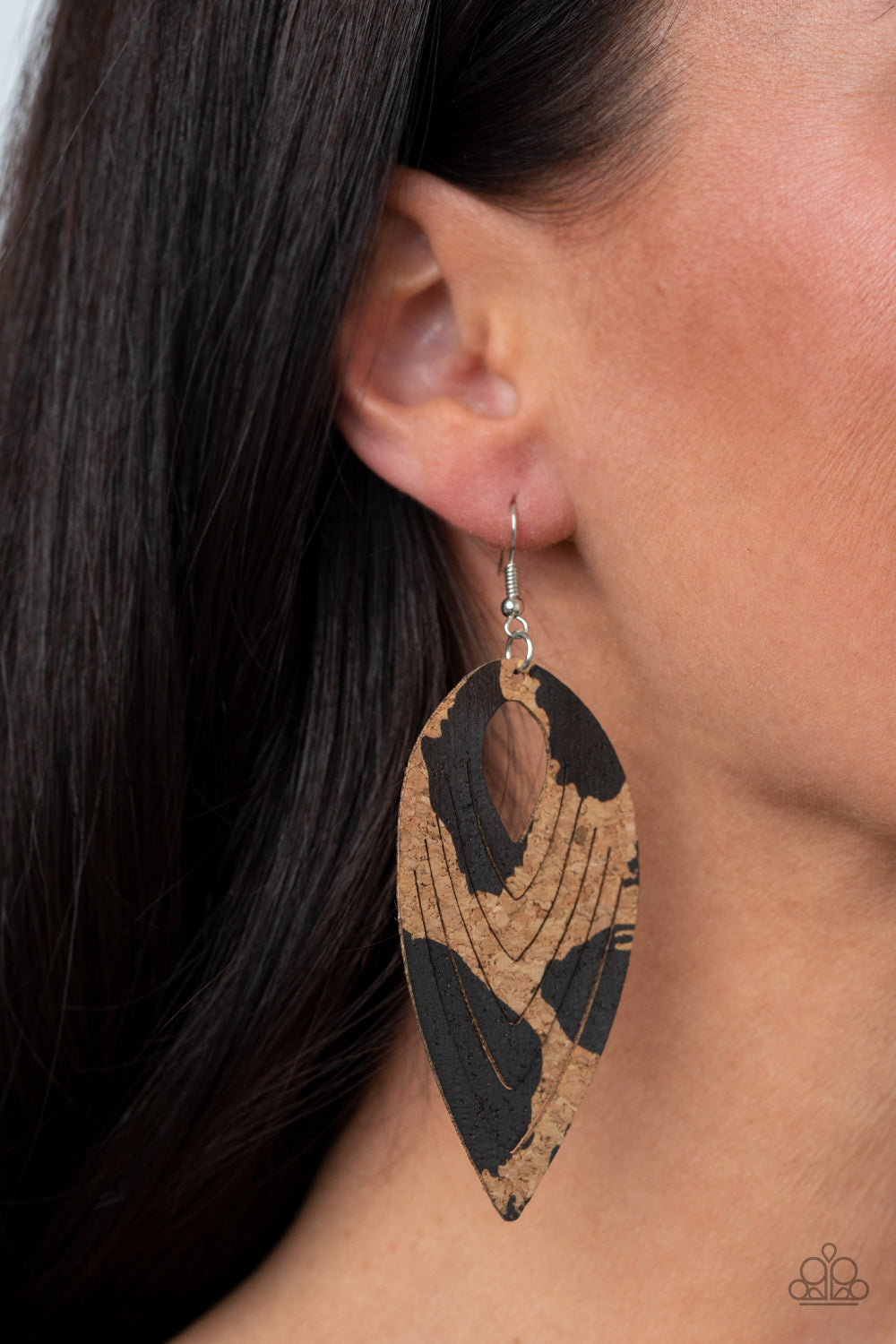 Paparazzi Accessories ✽ Cork Cabana - Black Earrings✽Flat Rate Ship $4.50✽