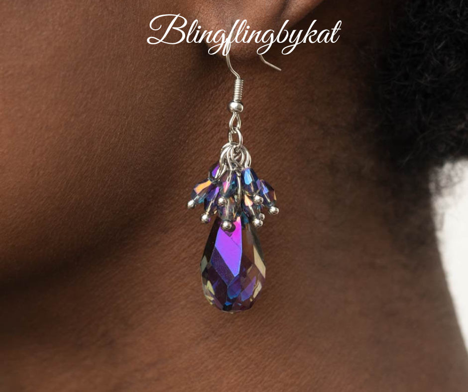 Paparazzi Accessories ✽Well Versed in Sparkle - Purple Multi Earrings✽Flat Rate Ship $4.50✽ - Image #1