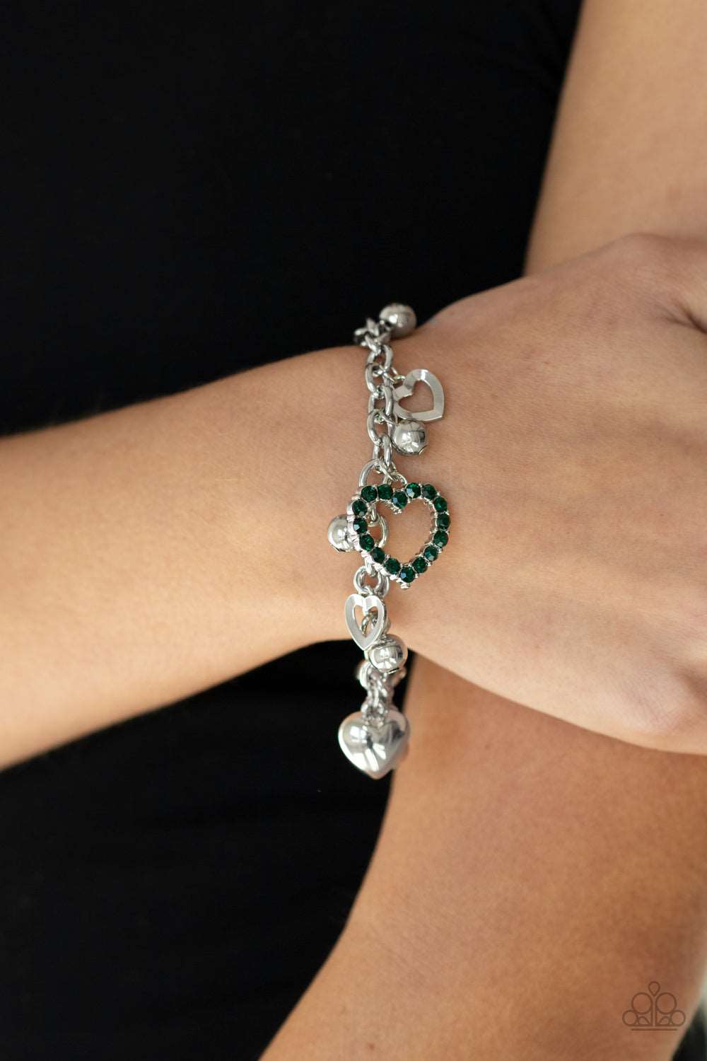 Paparazzi Accessories ✽ Beautifully Big-Hearted - Green Bracelet✽Flat Rate Ship $4.50✽
