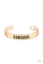 Load image into Gallery viewer, brought-to-you-by-blingflingbykat-conquer-your-fears-gold-mens bracelet-paparazzi-accessories-
