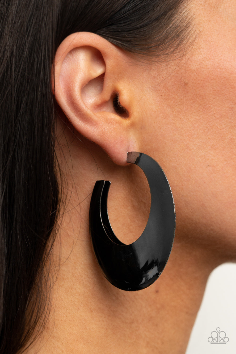 Paparazzi Accessories ❋Going OVAL-board - Black Earrings❋ Flat Rate Ship $4.50❋