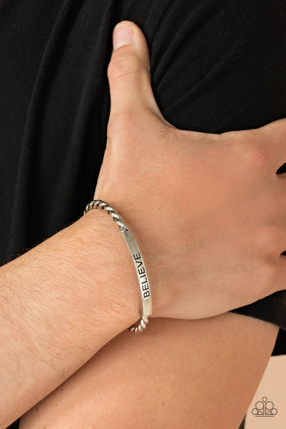 Paparazzi Accessories ❋Keep Calm and Believe - Silver Mens Bracelet❋ Flat Rate Ship $4.50❋