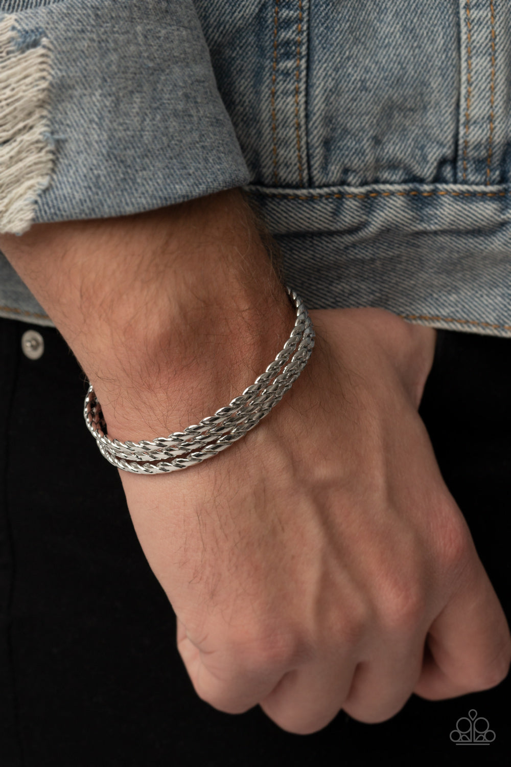 Paparazzi Accessories ❋Line of Scrimmage - Silver Mens Bracelet❋ Flat Rate Ship $4.50❋