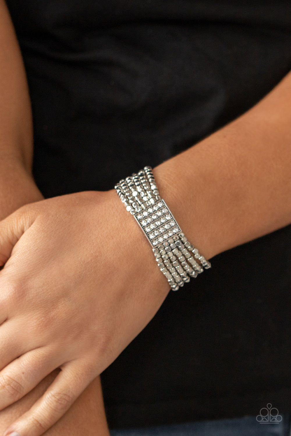 Paparazzi Accessories ✽Star-Studded Showcase - White Bracelet✽Flat Rate Ship $4.50✽