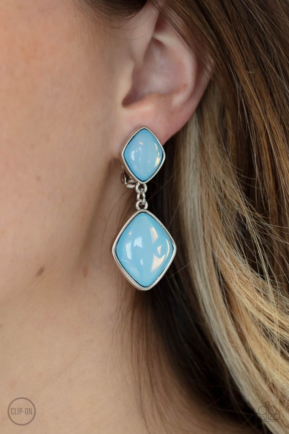 Paparazzi Accessories ✽Double Dipping Diamonds - Blue Clip-On✽ Flat Rate Ship $4.50✽