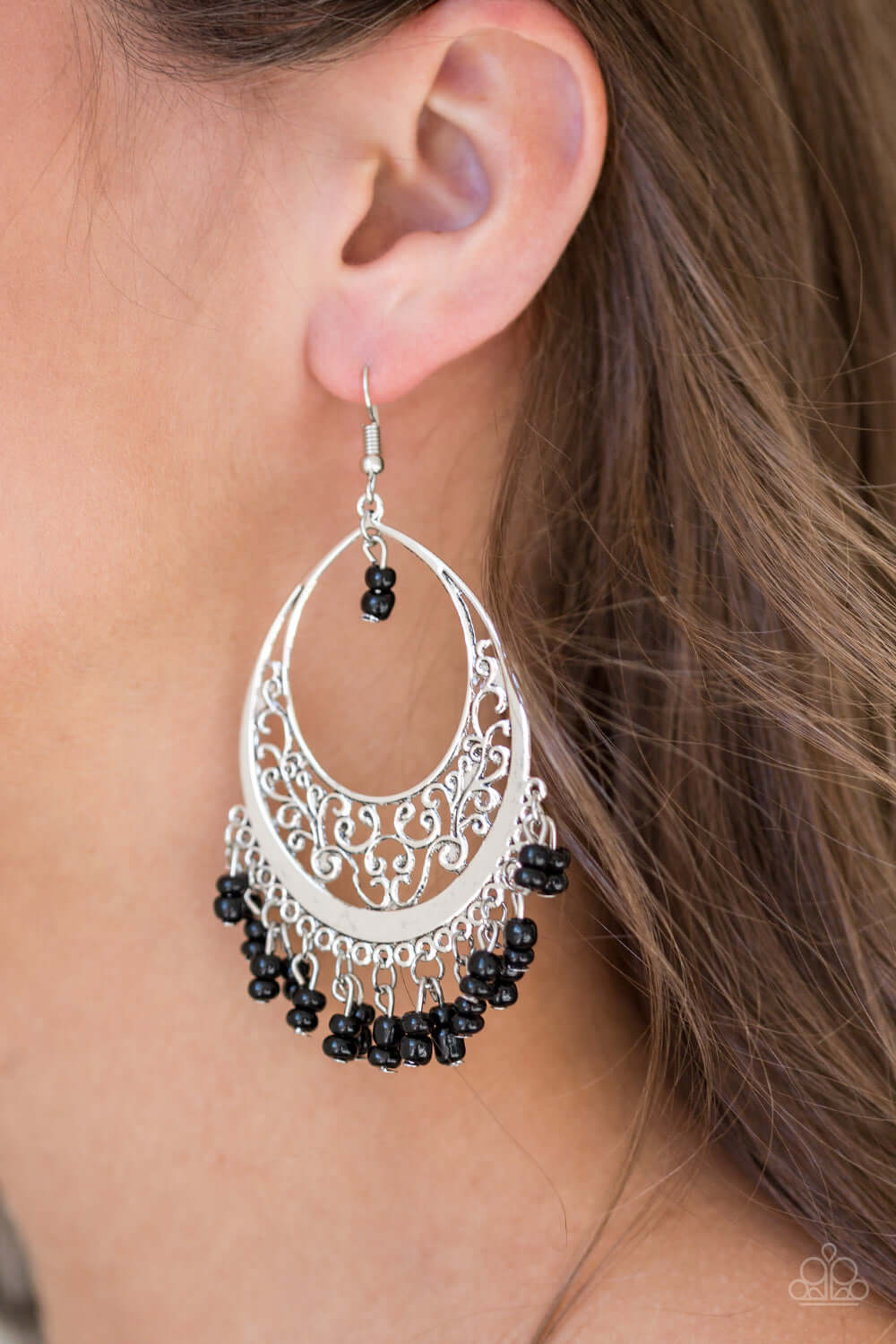 Paparazzi Accessories ✽ Malibu Mamba - Black Earrings✽Flat Rate Ship $4.50✽ - Image #2