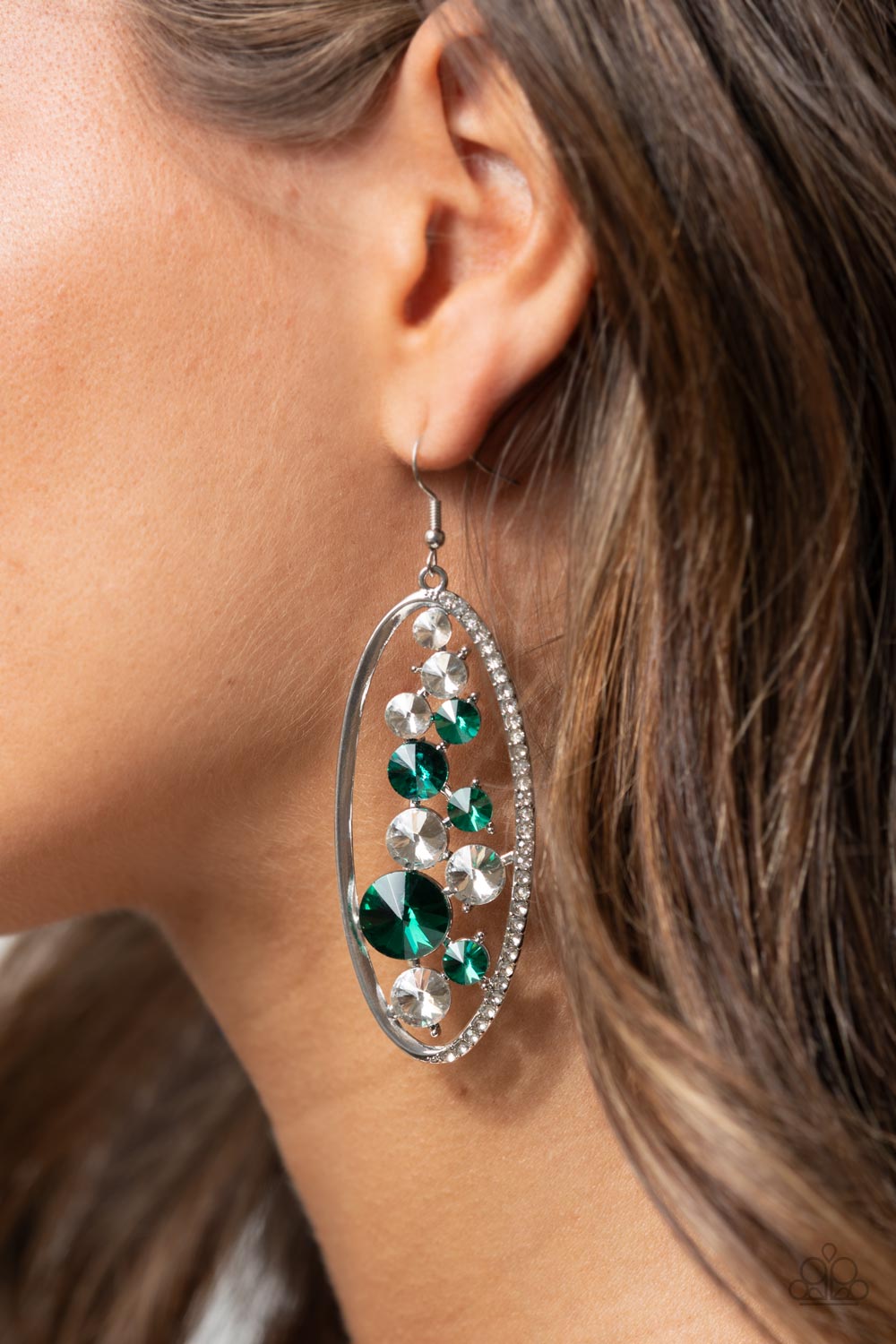 Paparazzi Accessories ✽Rock Candy Bubbly - Green Earrings✽ Flat Rate Ship $4.50✽