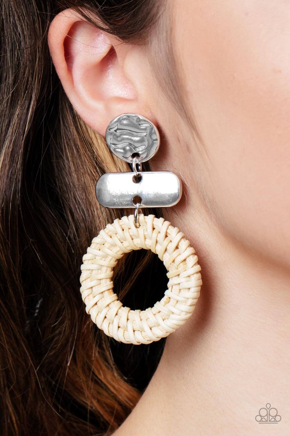 Paparazzi Accessories ❋Woven Whimsicality - White Post Earrings❋ Flat Rate Ship $4.50❋ - Image #2