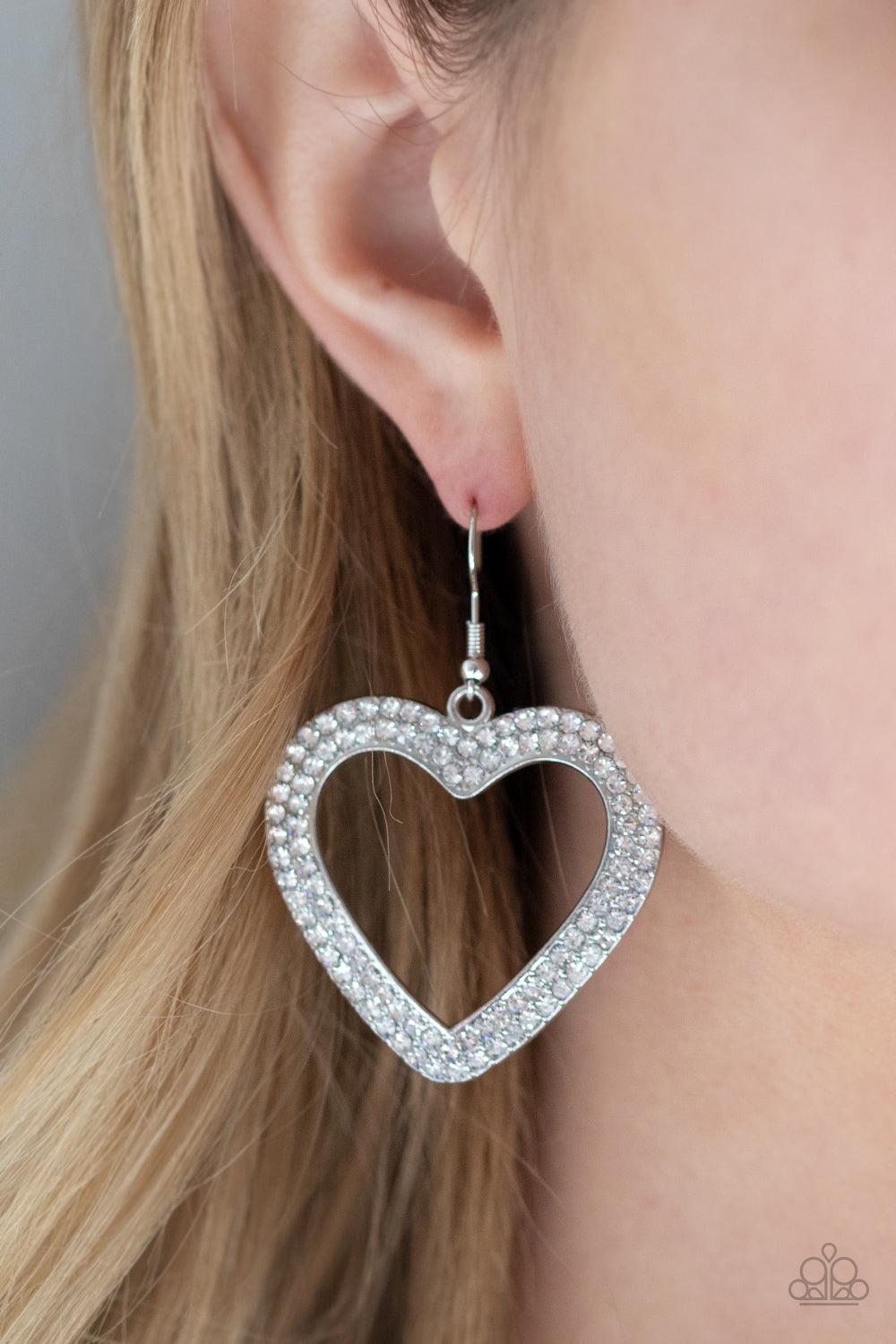 Paparazzi Accessories ✽ GLISTEN To Your Heart - Silver Earrings✽Flat Rate Ship $4.50✽ - Image #2
