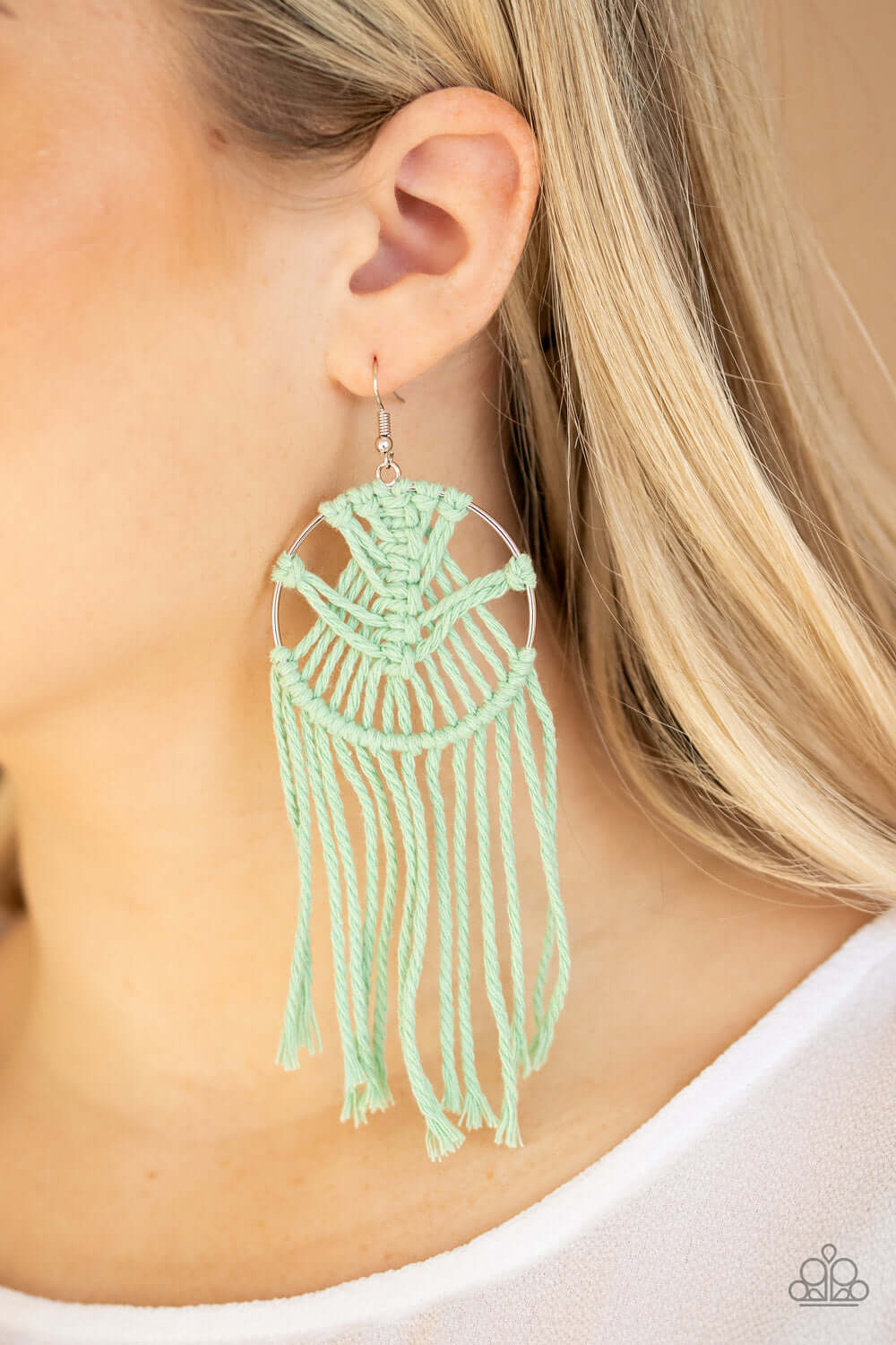 Paparazzi Accessories ✽ MACRAME, Myself, and I - Green Earrings✽Flat Rate Ship $4.50✽ - Image #2