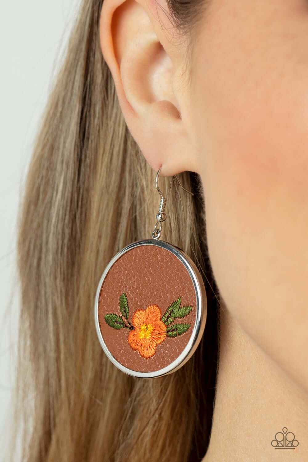 Paparazzi Accessories ❋Prairie Patchwork - Orange Earrings❋ Flat Rate Ship $4.50❋ - Image #2