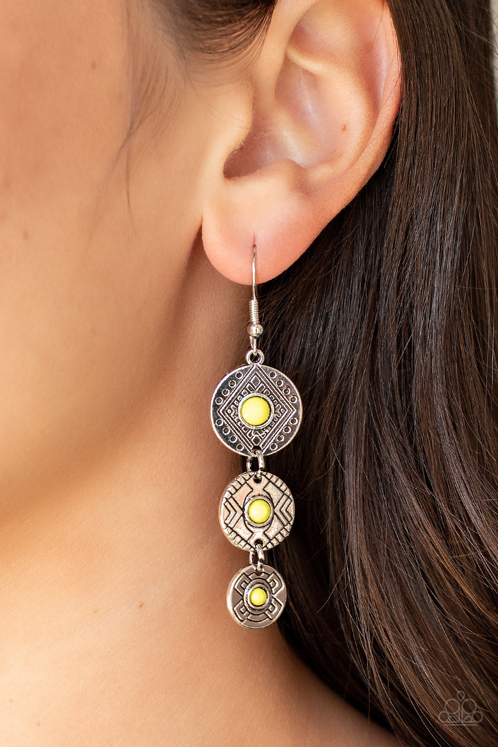 Paparazzi Accessories ❋Totem Temptress - Yellow Earrings❋ Flat Rate Ship $4.50❋
