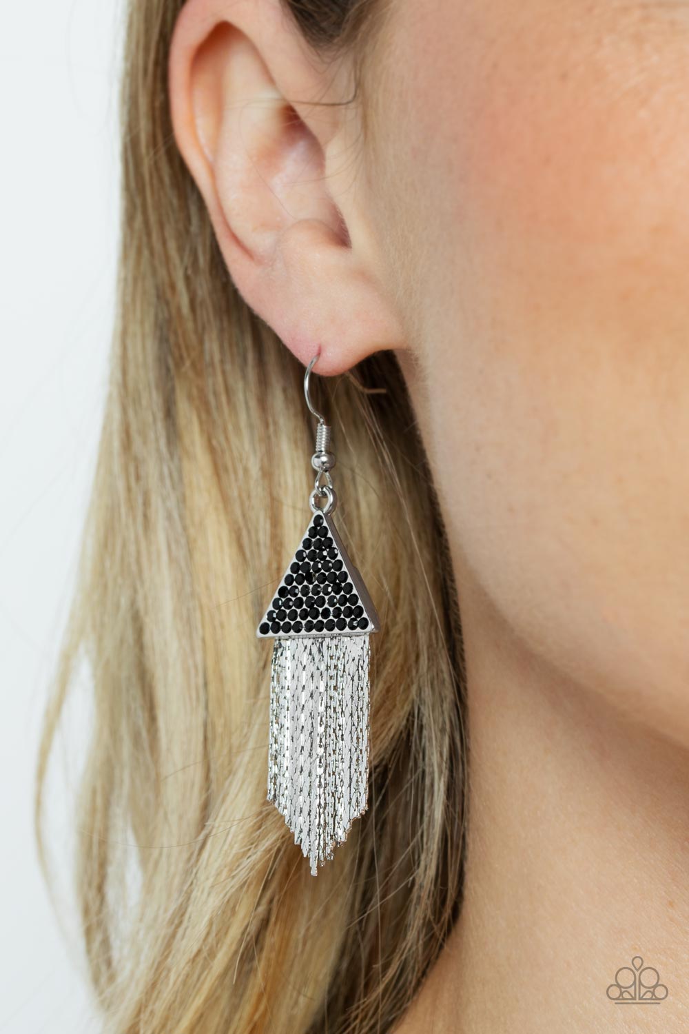 Paparazzi Accessories ❋Pyramid SHEEN - Black Earrings❋ Flat Rate Ship $4.50❋