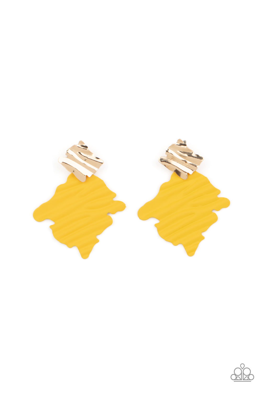 brought-to-you-by-blingflingbykat-crimped-couture-yellow-post earrings-paparazzi-accessories-
