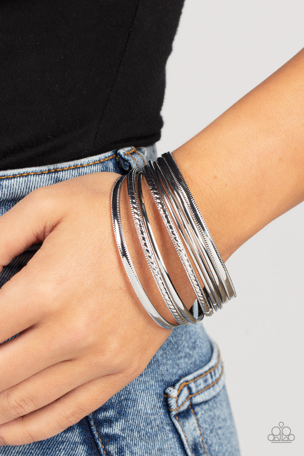 Paparazzi Accessories ❋Stackable Shimmer - Silver Bracelet Bracelet❋ Flat Rate Ship $4.50❋