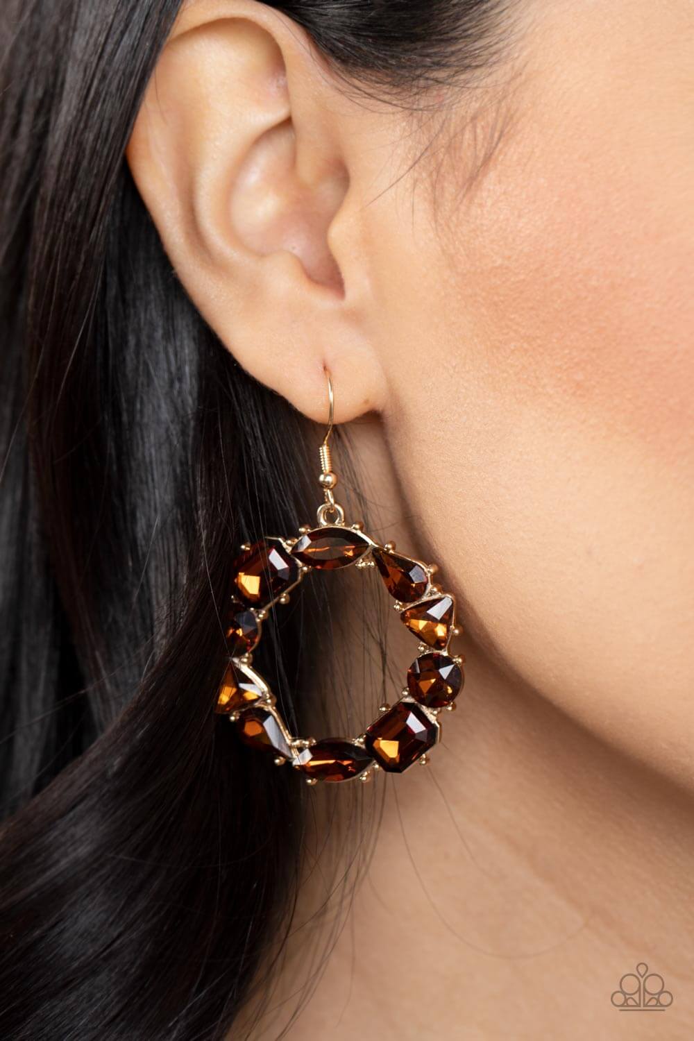 Paparazzi Accessories ❋GLOWING in Circles - Brown Earrings❋ Flat Rate Ship $4.50❋ - Image #2