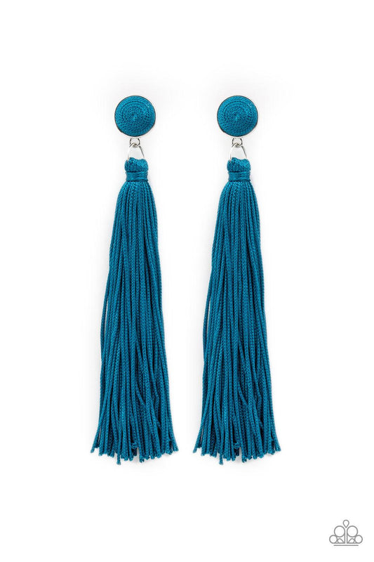 brought✽to✽you✽by✽blingflingbykat✽tightrope-tassel-blue-post earrings✽paparazzi-accessories