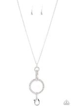 Load image into Gallery viewer, brought-to-you-by-blingflingbykat-radiant-ringleader-white-lanyard-paparazzi-accessories-
