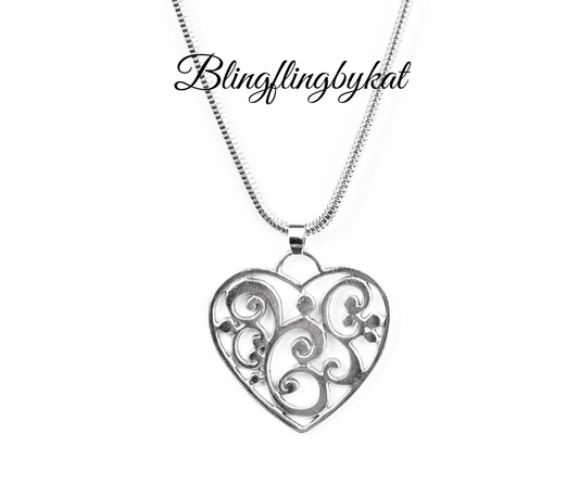 Paparazzi Accessories ✽ FILIGREE Your Heart With Love - Silver Necklace✽Flat Rate Ship $4.50✽ - Image #1