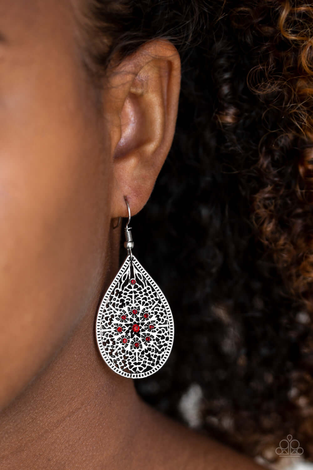 Paparazzi Accessories ✽ Dinner Party Posh - Red Earrings✽Flat Rate Ship $4.50✽ - Image #2
