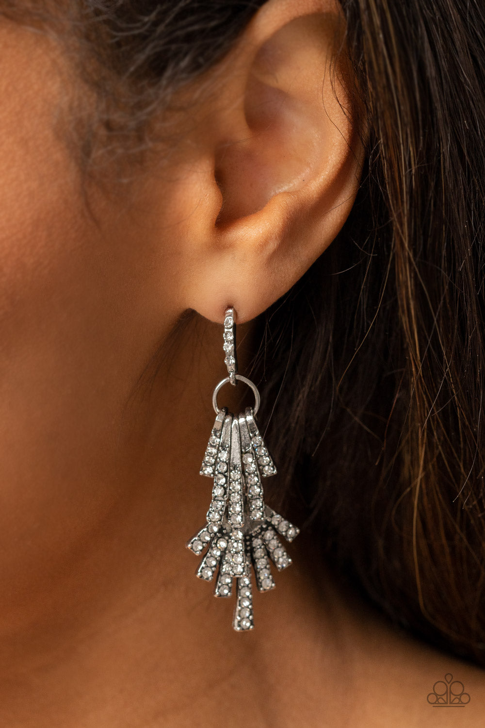 Paparazzi Accessories ❋Fan of Glam - White Post Earrings❋ Flat Rate Ship $4.50❋
