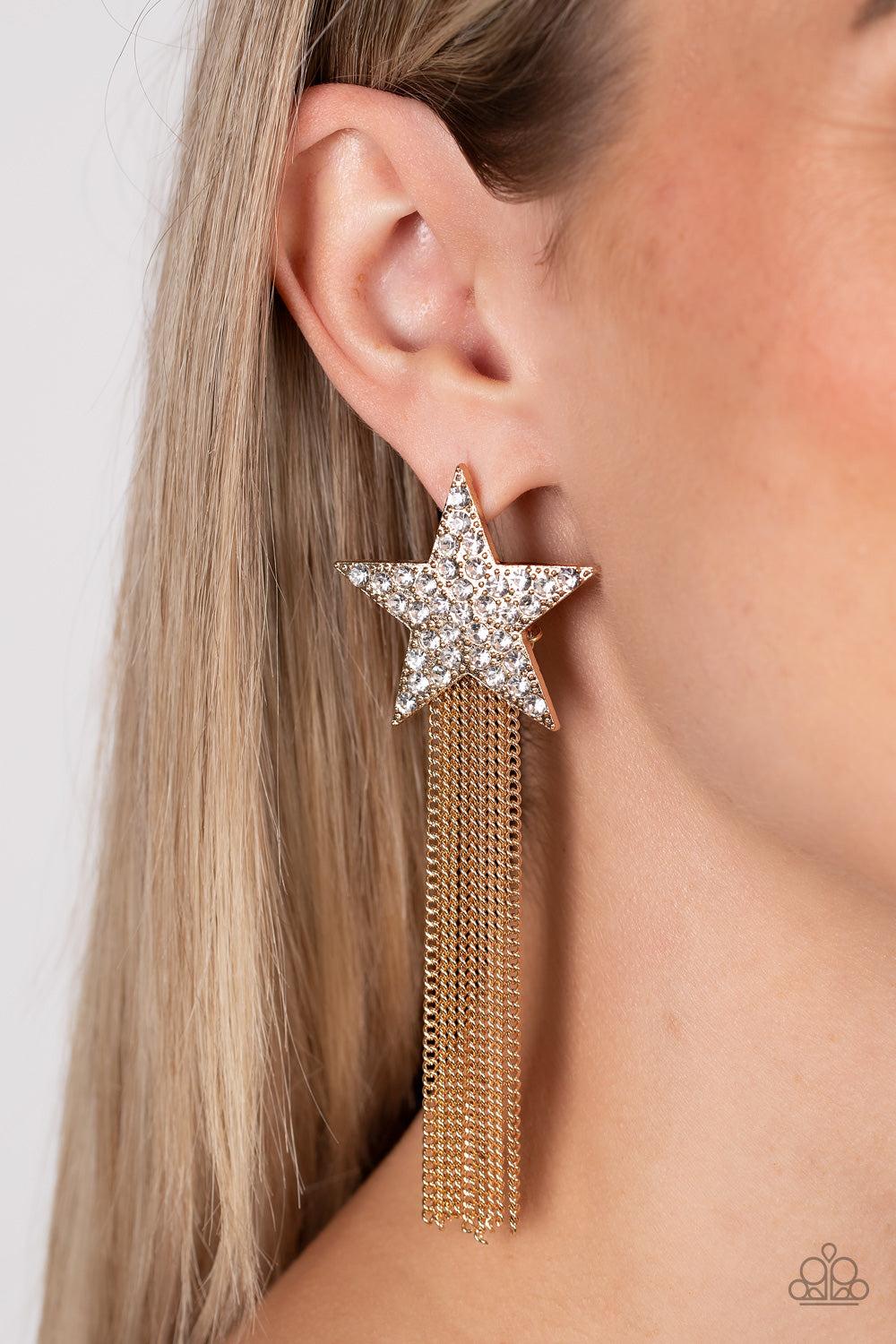 Paparazzi Accessories ❋Superstar Solo - Gold Post Earrings❋ Flat Rate Ship $4.50❋ - Image #2