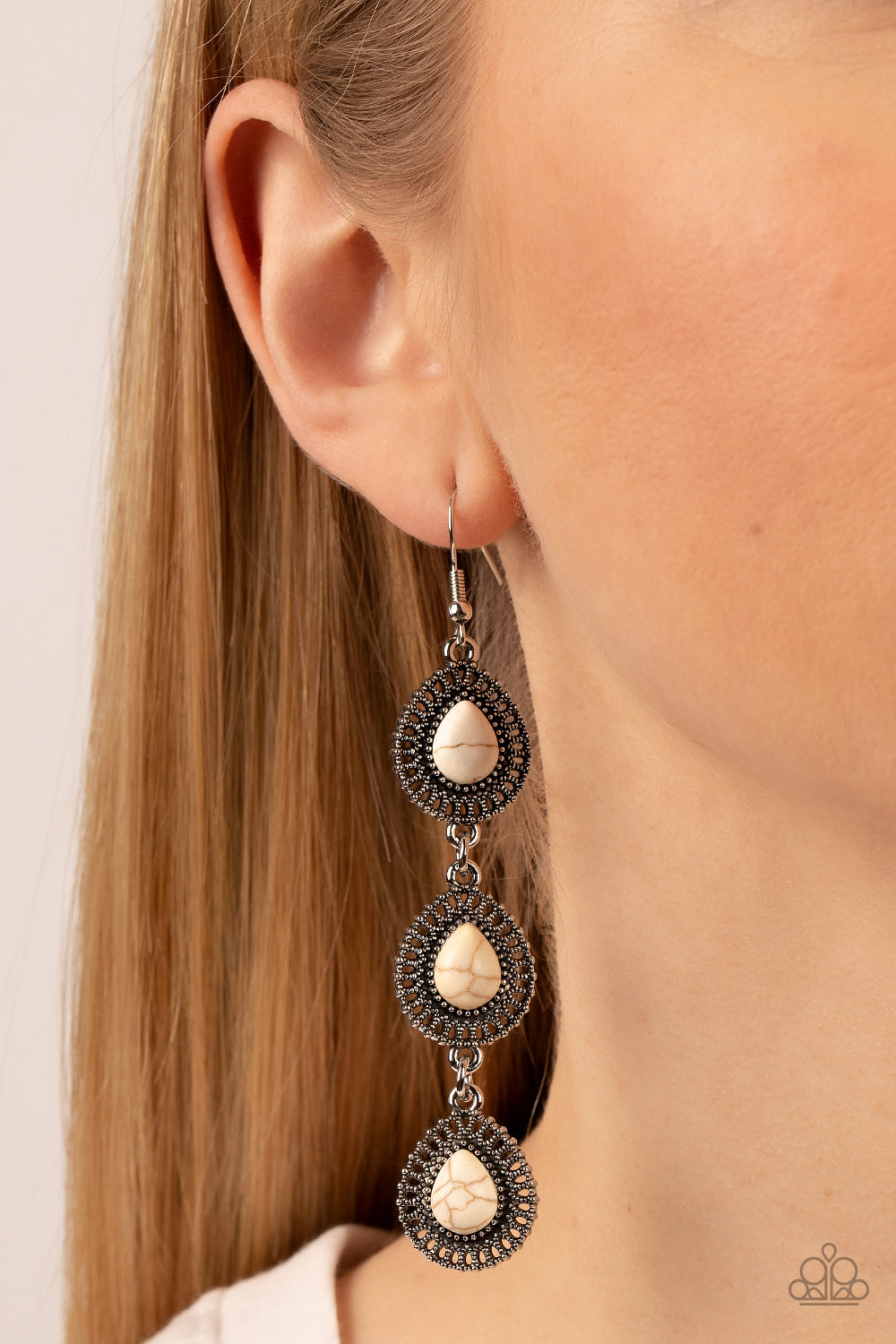 Paparazzi Accessories ❋Desertscape Dweller - White Earrings❋ Flat Rate Ship $4.50❋