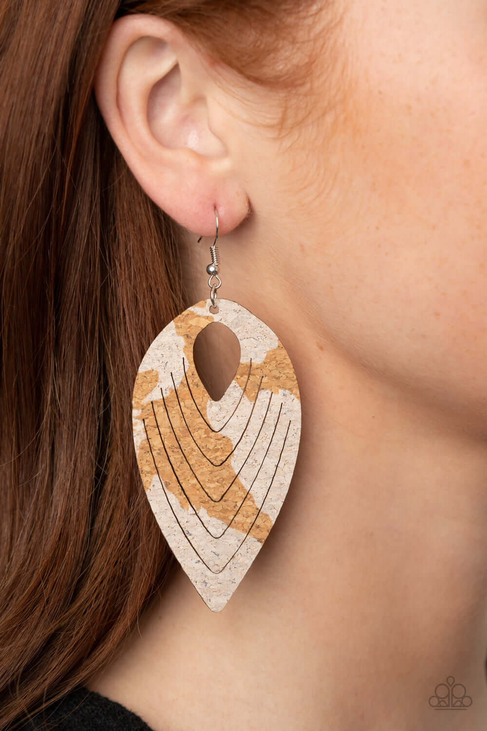 Paparazzi Accessories ✽ Cork Cabana - White Earrings✽Flat Rate Ship $4.50✽ - Image #2