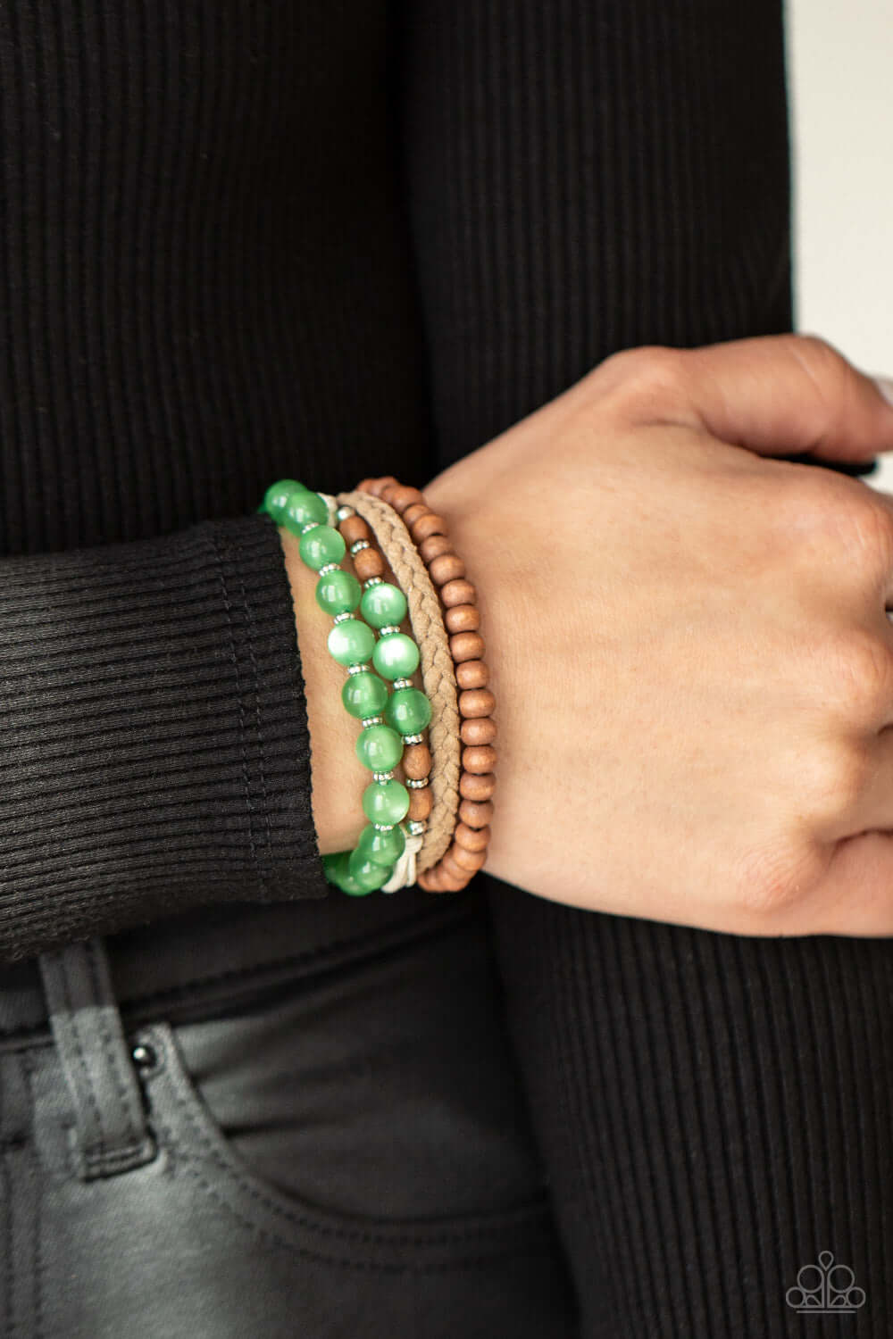 Paparazzi Accessories ✽Down HOMESPUN - Green Bracelet✽Flat Rate Ship $4.50✽ - Image #2