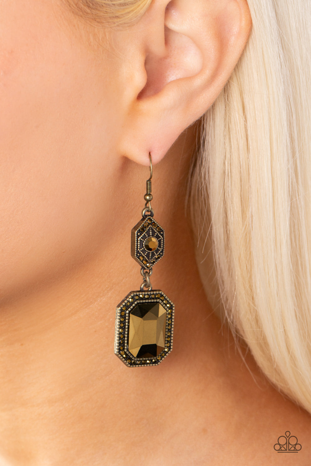 Paparazzi Accessories ❋Starry-Eyed Sparkle - Brass Earrings❋ Flat Rate Ship $4.50❋