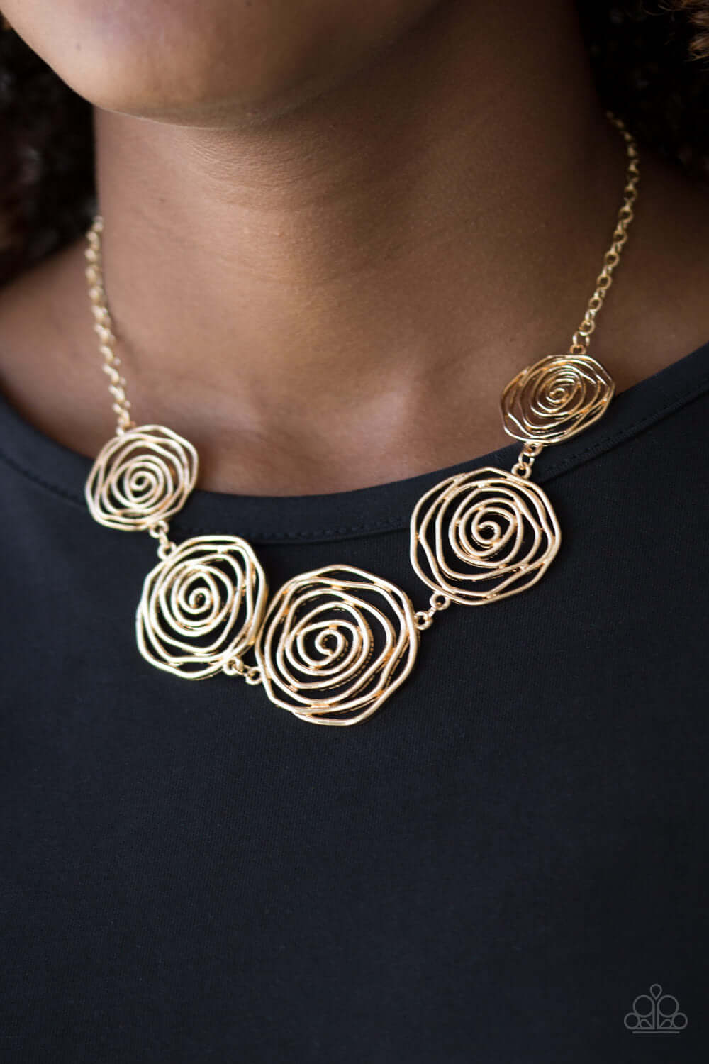 Paparazzi Accessories ✽ Rosy Rosette - Gold Necklace✽Flat Rate Ship $4.50✽ - Image #2