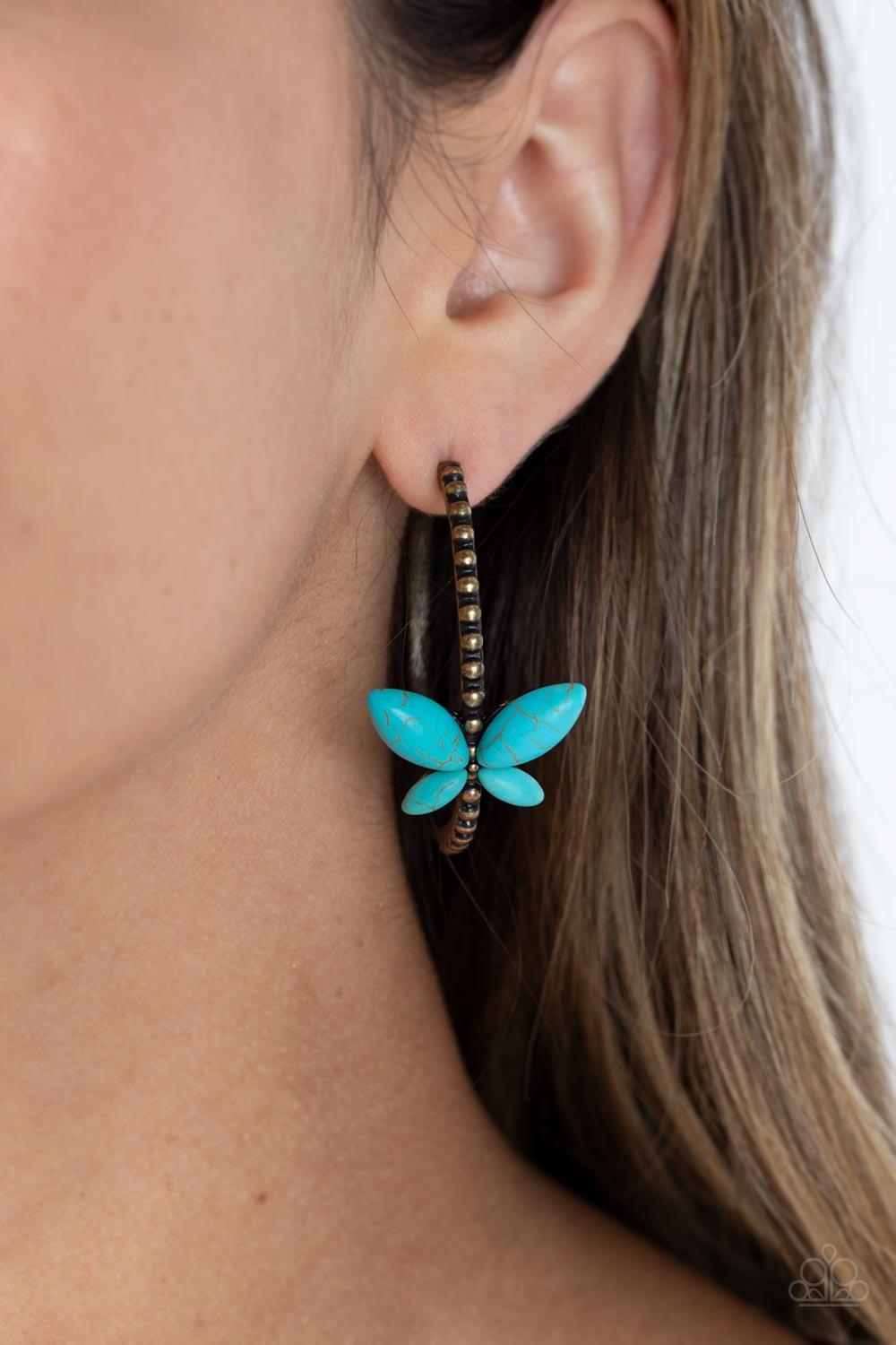 Paparazzi Accessories ❋Bohemian Butterfly - Brass Earrings❋ Flat Rate Ship $4.50❋ - Image #2