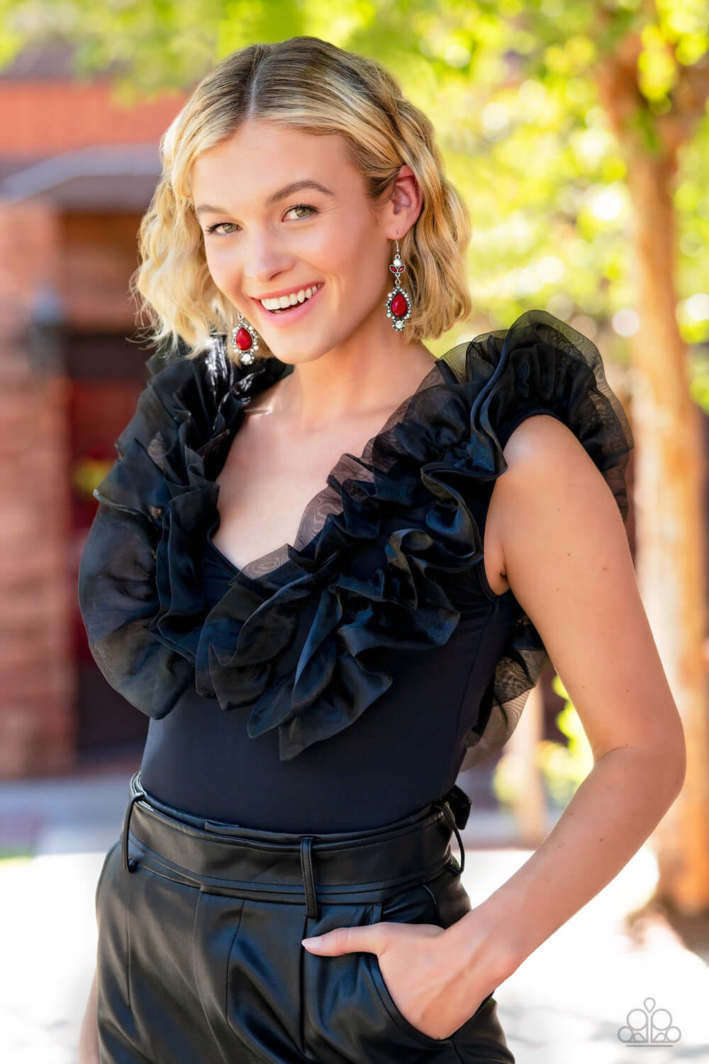 Paparazzi Accessories ❋SELFIE-Esteem - Red Earrings❋ Flat Rate Ship $4.50❋ - Image #3