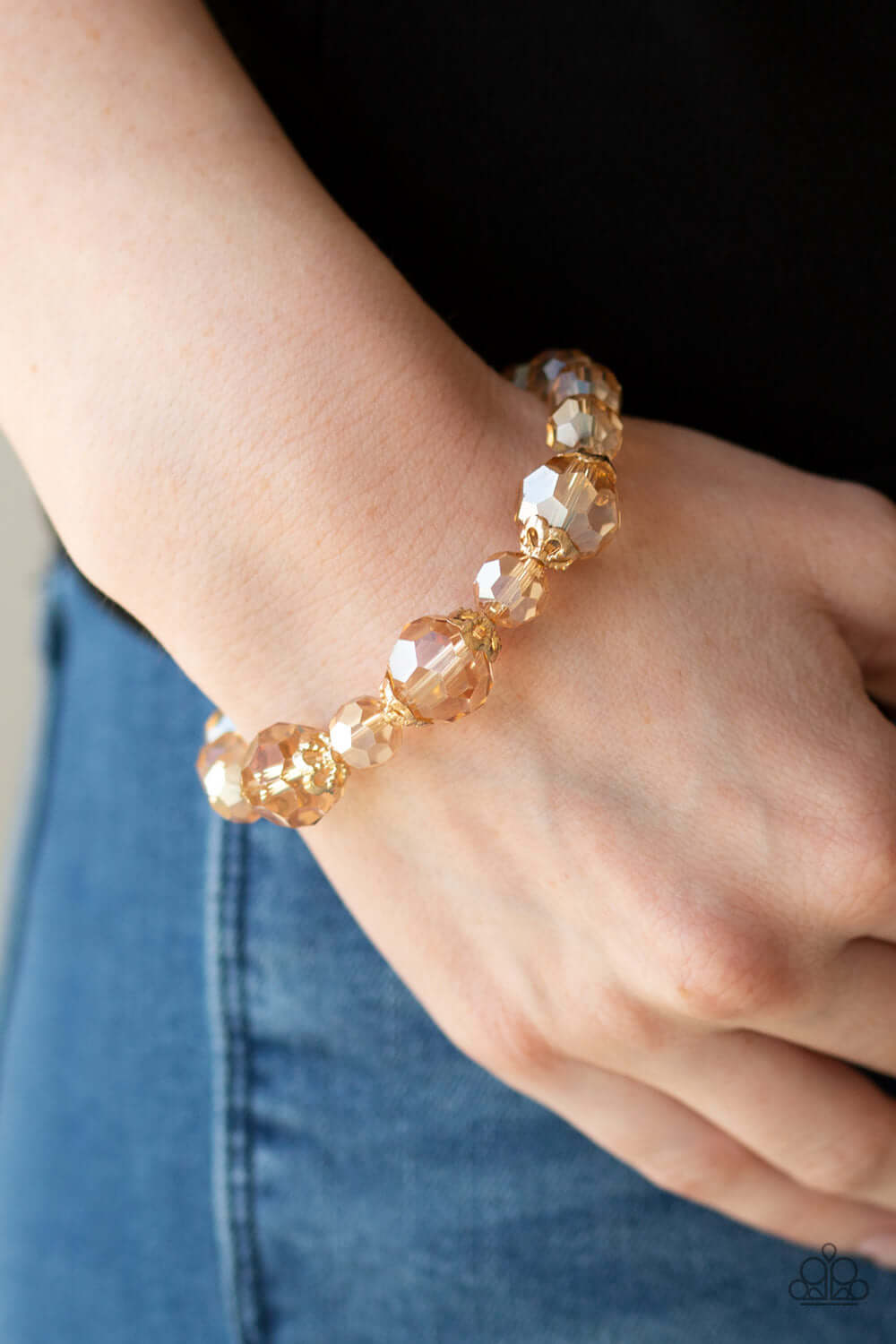 Paparazzi Accessories ✽ Crystal Collision - Gold Bracelet✽Flat Rate Ship $4.50✽ - Image #2