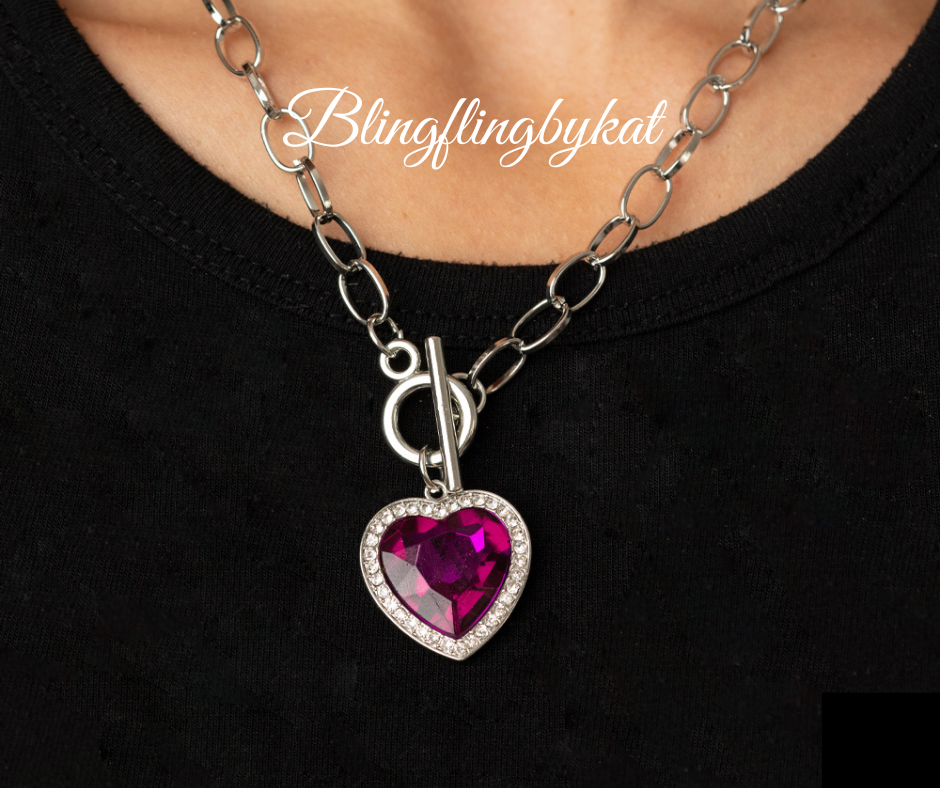 Paparazzi Accessories ✽ Check Your Heart Rate - Pink Necklace✽Flat Rate Ship $4.50✽ - Image #2