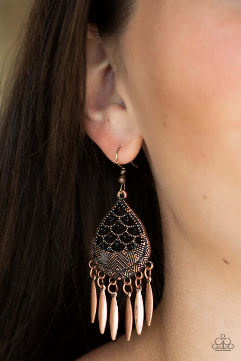 Paparazzi Accessories ✽ Wolf Den - Copper Earrings✽Flat Rate Ship $4.50✽ - Image #2