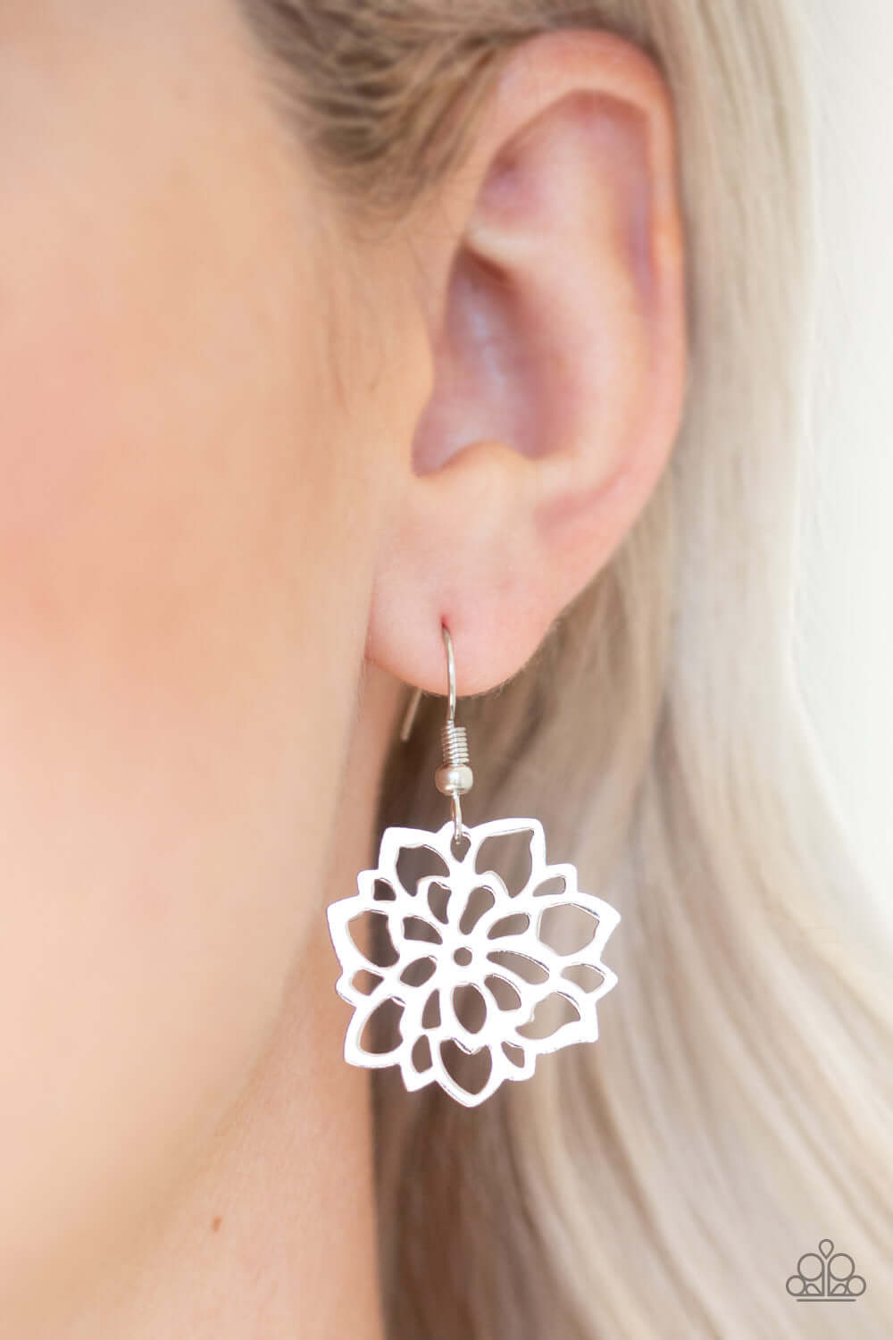 Paparazzi Accessories ✽ Darling Dahlia - Silver Earrings✽Flat Rate Ship $4.50✽ - Image #2
