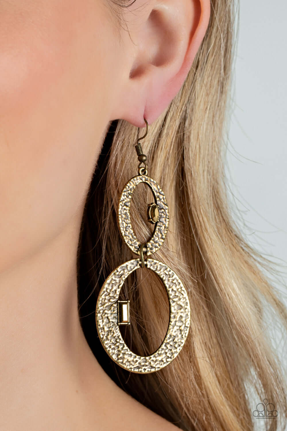 Paparazzi Accessories ❋OVAL and OVAL Again - Brass Earrings❋ Flat Rate Ship $4.50❋ - Image #2