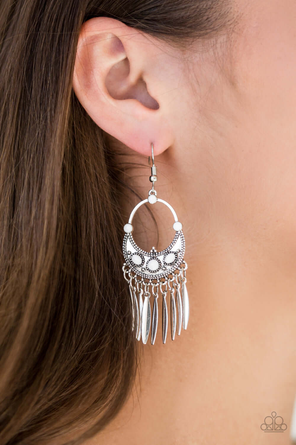 Paparazzi Accessories ✽ Cry Me A RIVIERA - White Earrings✽Flat Rate Ship $4.50✽ - Image #2