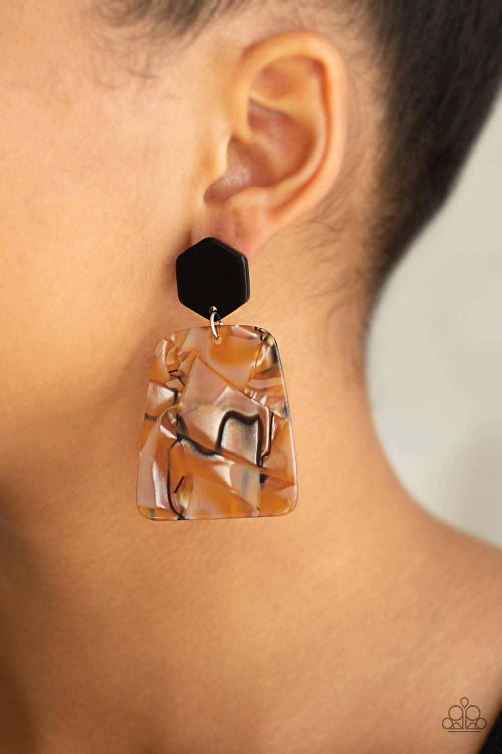 Paparazzi Accessories ✽ Majestic Mariner - Brown Post Earrings✽Flat Rate Ship $4.50✽ - Image #2