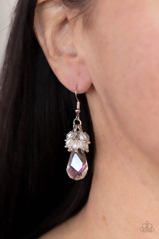 Paparazzi Accessories ✽Well Versed in Sparkle - White Earrings✽Flat Rate Ship $4.50✽ - Image #2