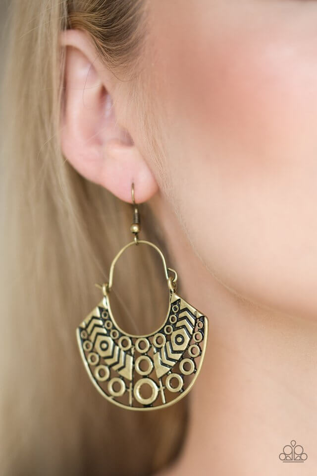 Paparazzi Accessories ❈Indigenous Idol - Brass Earrings ❈Flat Rate Ship $4.50❈ - Image #2