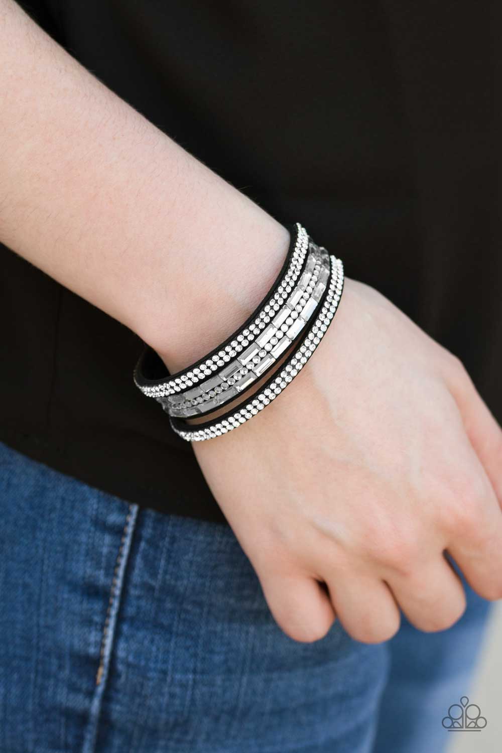 Paparazzi Accessories ✽ Rhinestone Rock Star - Black Bracelet✽Flat Rate Ship $4.50✽ - Image #2