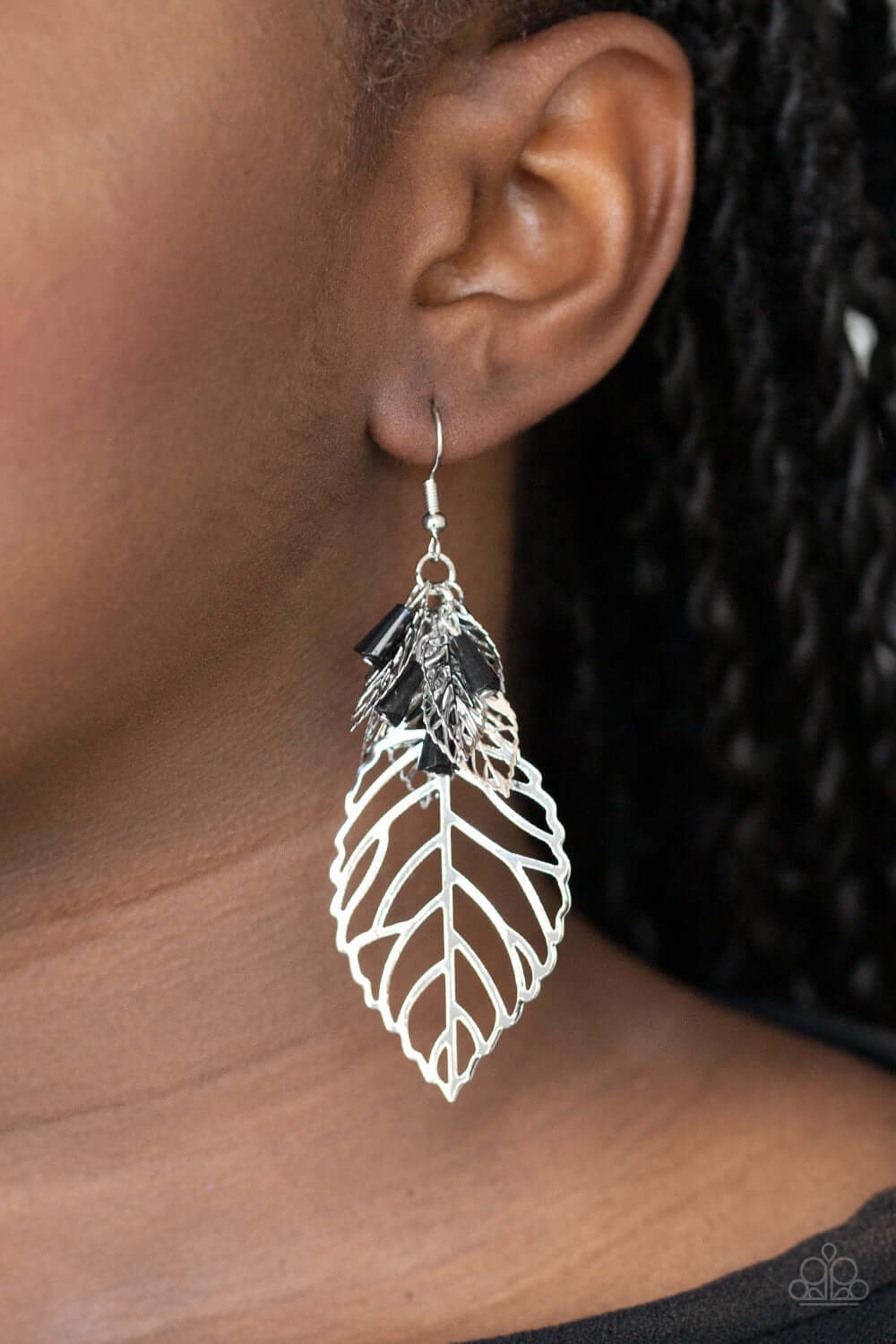 Paparazzi Accessories ✽ Instant Re-LEAF - Black Earrings✽Flat Rate Ship $4.50✽ - Image #2