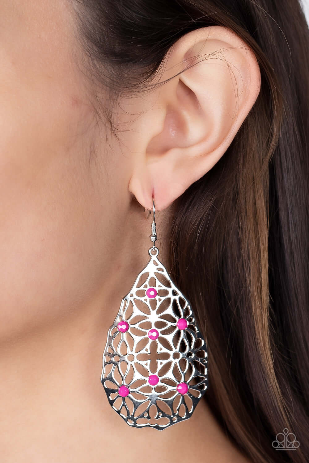Paparazzi Accessories ❋Delightfully Daisy - Pink Earrings❋ Flat Rate Ship $4.50❋ - Image #2