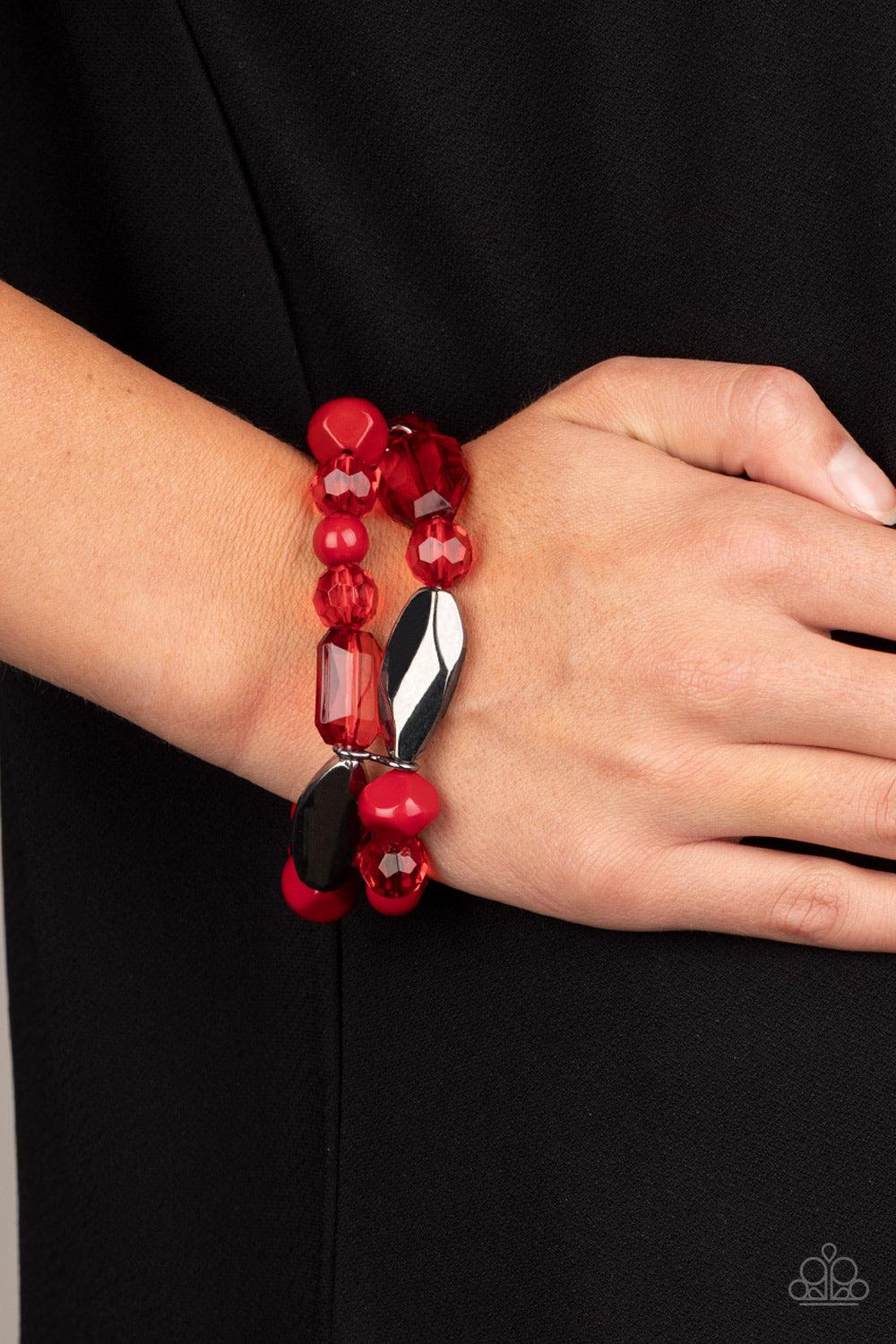 Paparazzi Accessories ✽ Rockin Rock Candy - Red Bracelet✽Flat Rate Ship $4.50✽ - Image #2