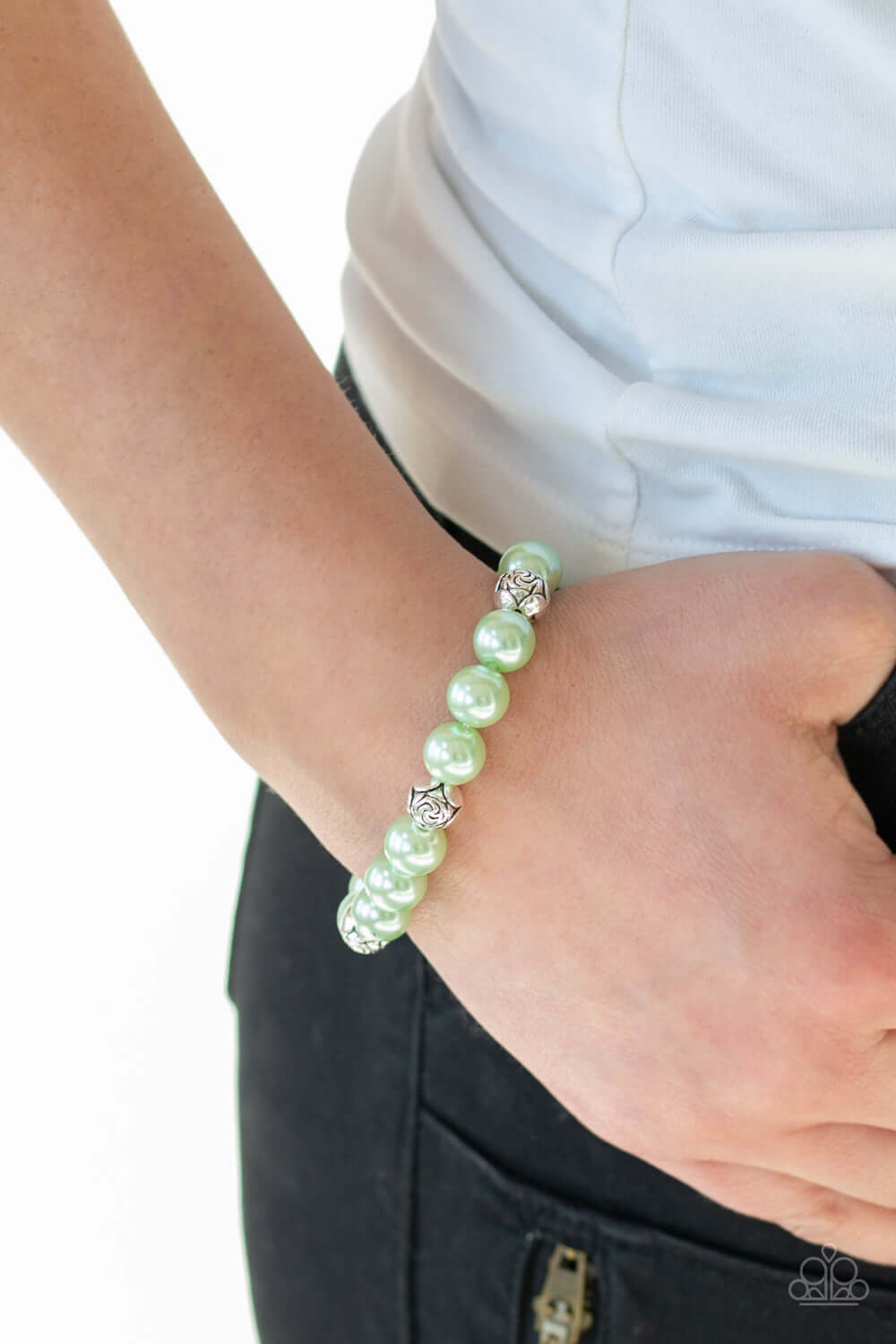 Paparazzi Accessories ✽ Rosy Radiance - Green Bracelet✽Flat Rate Ship $4.50✽ - Image #2
