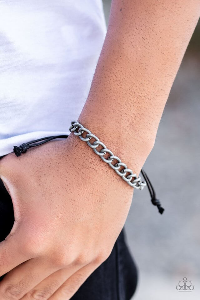 Paparazzi Accessories ✽Sideline - Silver Mens Bracelet✽Flat Rate Ship $4.50✽ - Image #2