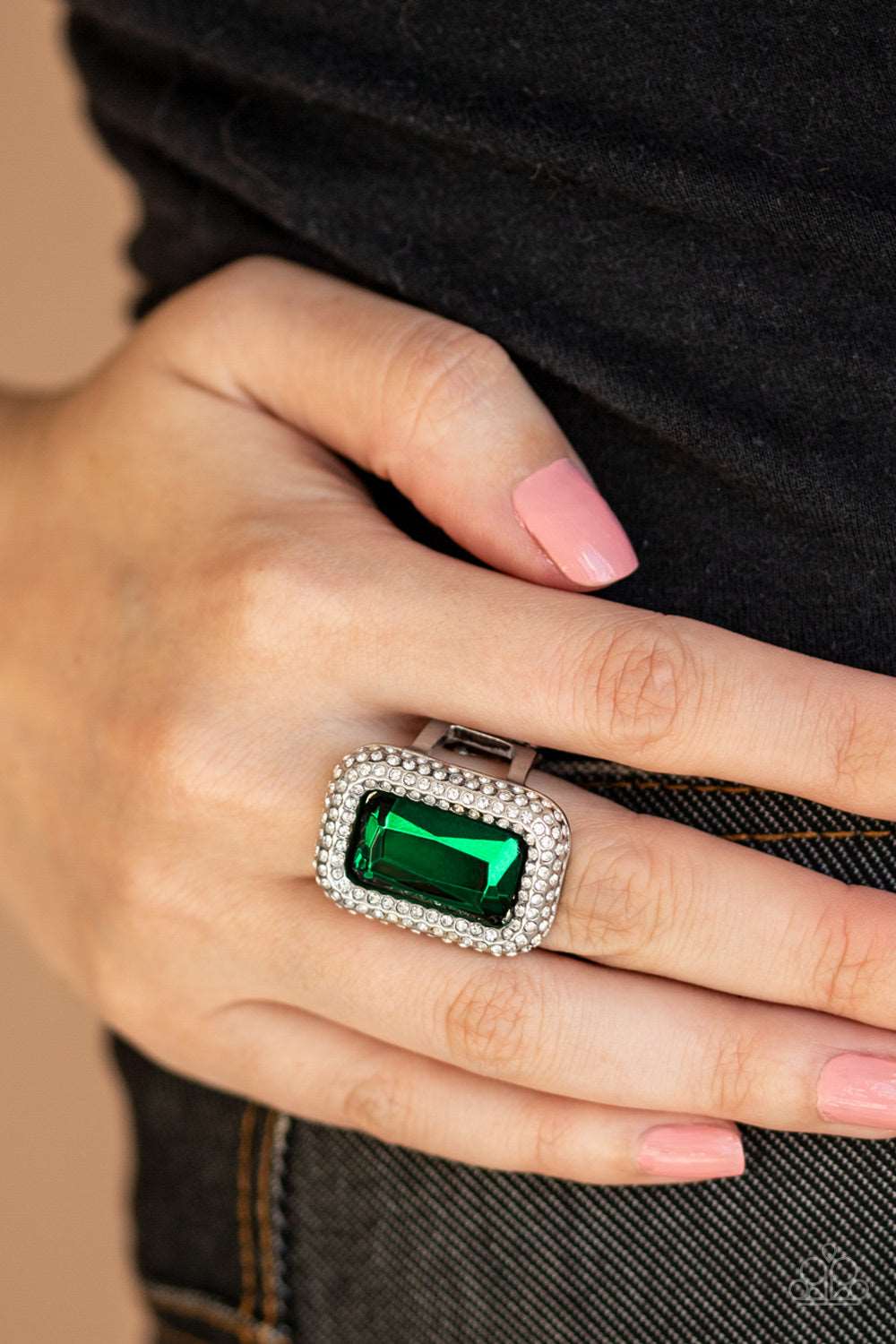 Paparazzi Accessories ✽ A Grand STATEMENT-MAKER - Green Ring✽Flat Rate Ship $4.50✽